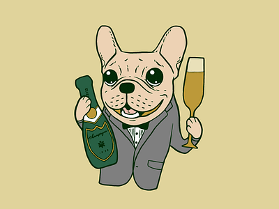 Enjoy the champagne with cute Frenchie at your celebration celebration champagne cute dog drawing french bulldog frenchie happy holiday illustration pet puppy