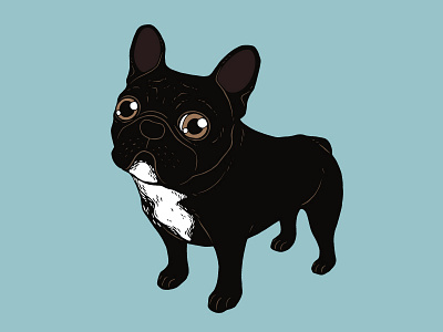 Brindle Frenchie likes to go for a walk to meet some friends animal brindle frenchie cute digital art dog dog lover drawing french bulldog illustration pet pop art puppy