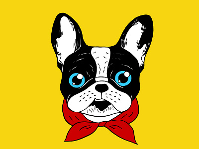 The cute French Bulldog scout is ready for his adventure cute dog cute puppy dog drawing french bulldog frenchie illustration neckerchief pet puppy red scout