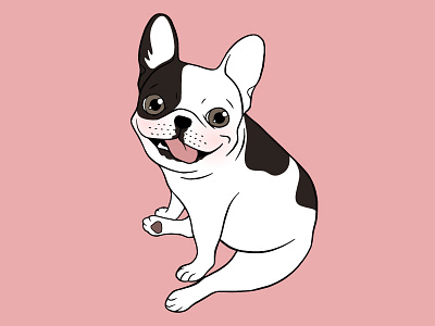 Single hooded pied Frenchie is excited for the playtime cute cute dog dog drawing french bulldog frenchie fun happy illustration lets play pet puppy