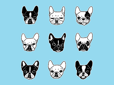 Cute Frenchies Doggie Family Collage cute frenchie dog party doodle french bulldog frenchi lover frenchie drawing frenchies collage illustration pattern pets life puppy dog sketch