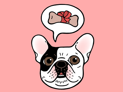 Time to treat the cute Frenchie cute frenchie dog treats drawing french bulldog frenchie lover illustration pet puppy dog single hooded pied frenchie