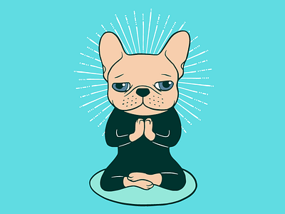Meditate with the cute Frenchie to stay Zen buddhism calm cute puppy dog french bulldog frenchie illustration japanese zen meditation pets relax yoga