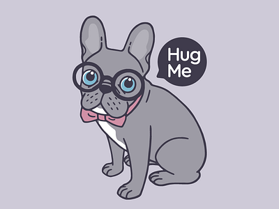 Hug me, cute Lilac Frenchie needs a hug bowtie cute dog drawing french bulldog hug me illustration lilac frenchie love pet preppy puppy