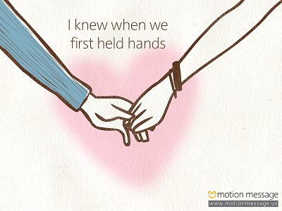 I knew when we first held hands card couple design hands heart illustration love marriage motion message relationship romance