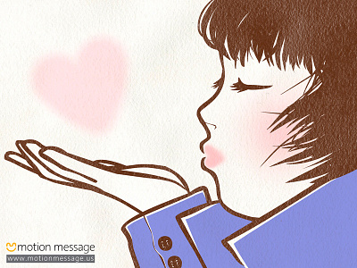 Blowing Kiss card girl heart illustration kiss love motion message relationship