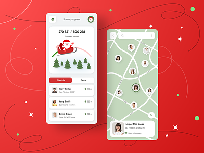 Merry Christmas))) Santa Progress App android app christmas christmas app christmas illustration clear illustration ios map minimal tracker tracking tracking app ux