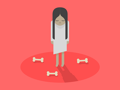 Bones bones death girl illustration loss red sadness vector