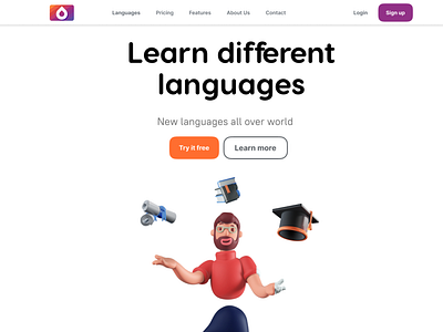 Learning languages Landing page