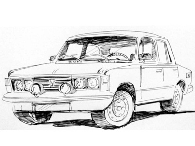 Fiat 125P concept design drawing illustration logo paint sketch vector