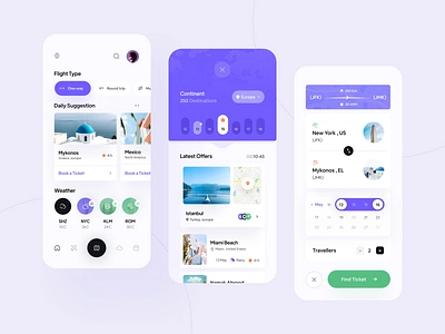 Flyer Travel App UI ✈️ airbnb airline airplane app app ui application clean dark designer destination flight hire minimal ticket travel ui ux weather