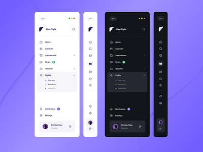 Sidebar Navigation For Travel platform by Dividedsign on Dribbble