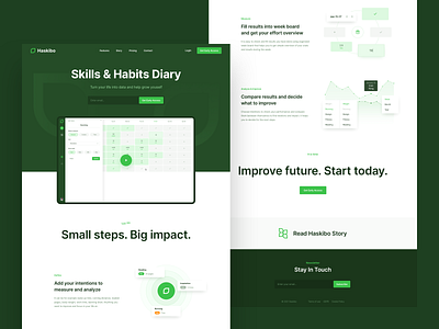 Haskibo - Web app big typography clean design green haskibo homepage landing landingpage management page time ui ui design uiux ux web web design webdesign website