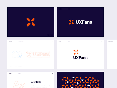 UXFans Logo brand branding clean design fan fans horizontal logo logo design logotype minimal minimalism orange shape simple vertical violet white