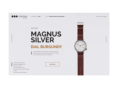 KOMONO Watches Shop Concept 2 landing shop ui ui design user interface watches web website