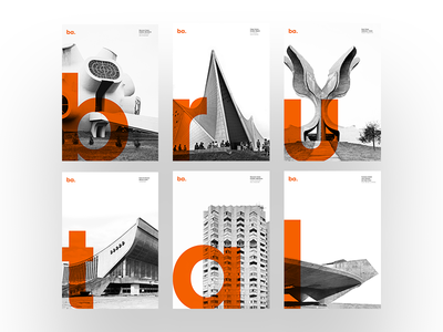 Brutal Architecture Poster Series architecture big typo contrast design orange poster print typo typography