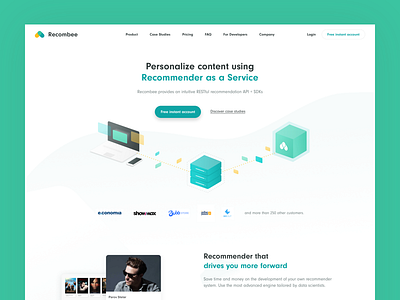 Recombee Homepage clean inspiration landing light microsite product simple web webdesign