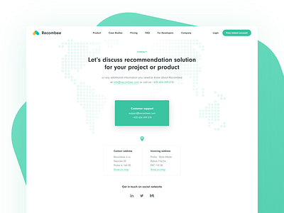 Contact Page / Recombee ai contact contact page contact us data design earth map page web webdesign