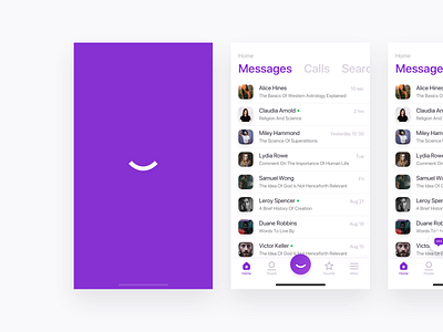 Smiley - Chat App Concept action app chat communication design listing message splash tab tabs ui uidesign uiux ux uxdesign