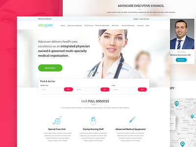 Advocare blue care doctor green homepage hospital website