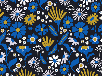 Pretty Flowers fabric floral flowers pattern repeat retro surface design vintage wallpaper