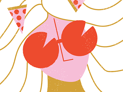 Lady with pizza slice barrettes accessories charleston concert fashion gig poster hair illustration lady pink pizza pizza slice sunglasses