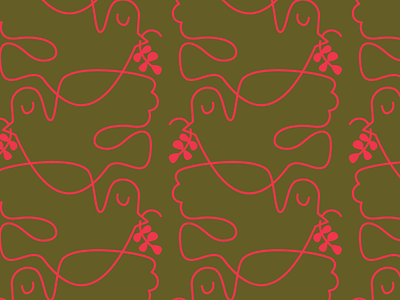 Peace Dove Pattern Neon Red & Green christmas dove holiday pattern peace repeat seamless surface design wallpaper wrapping paper