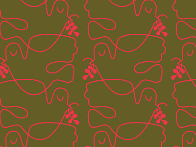 Peace Dove Pattern Neon Red & Green