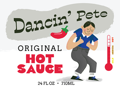 Dancin' Pete Hot Sauce children illustration funny hot sauce illustration joke kyle webster label packaging