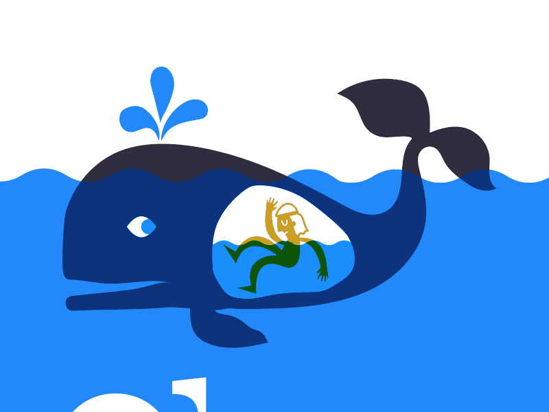 Jonah and the big fish that looks like a whale by Lisa Cartrette on Dribbble