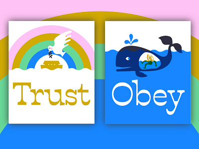 Trust & Obey ark bible stories christian art church dov jonah noah posters rainbow