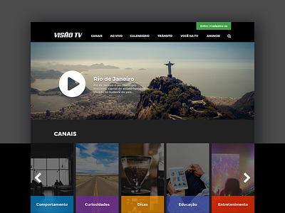 Visao Tv Home channel dark live streaming site streaming tv ui ux video website webtv