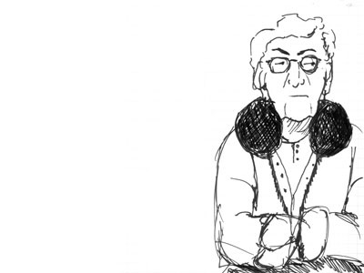 Thursday Subway Grumps McGumps disgruntled hairy eyeball old woman subway sketch