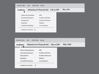 Navigation Options for College Site college nav navigation wires