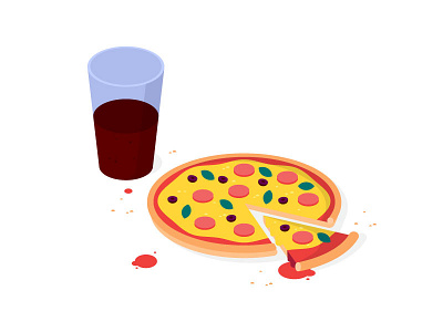 It's Friday! chips drink fast food flat vector food fries illustration ketchup perspective pizza soda yellow