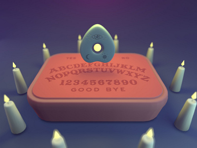 Ouija board 3d blender candles halloween illustration inktober magic october render