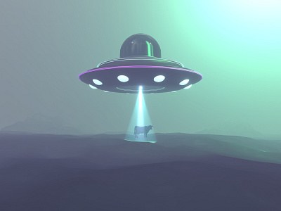 Abduction 3d aliens animation blender cow illustration landscape night render scene ufo