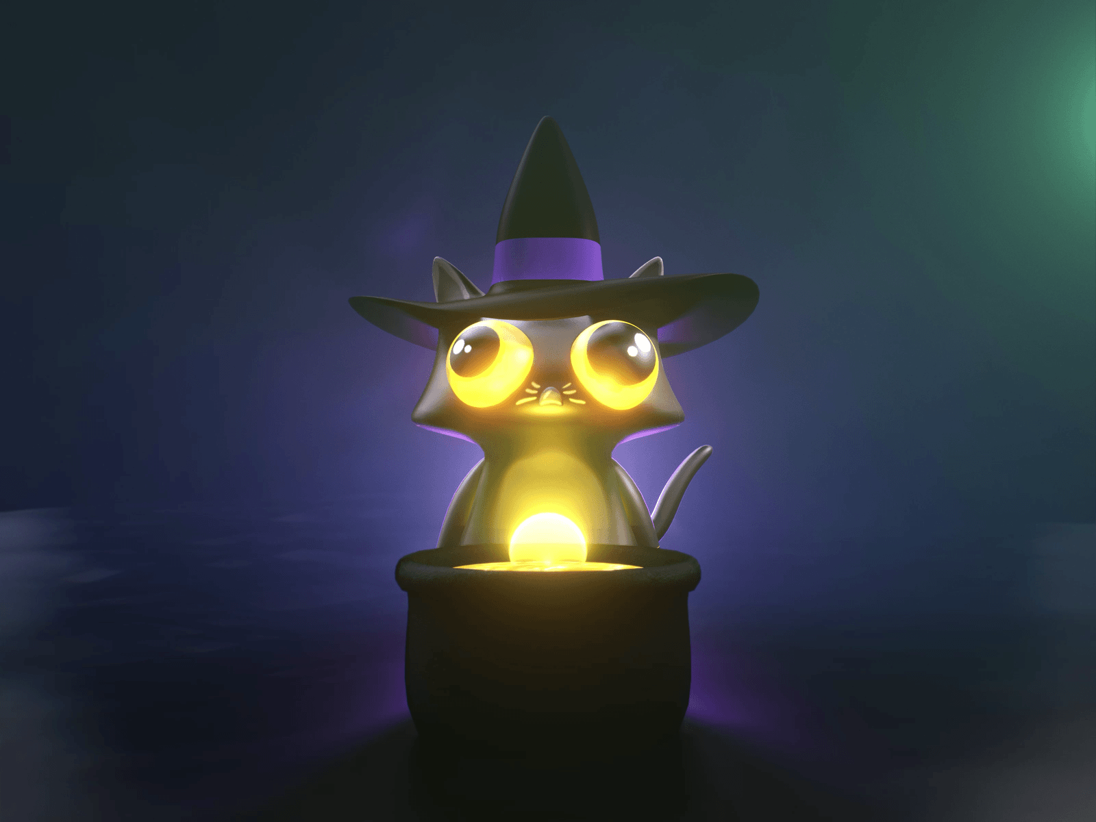 Cutest witch ever 3d animation blender character design halloween illustration october procreate