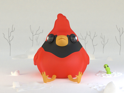 Cardinal 3d bird blender cardinal character illustration snow