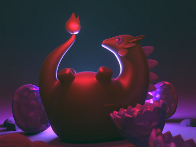 Baby dragon 3d animation blender character illustration