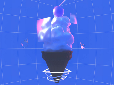 Ice cream from the clouds! 3d animation blender blur cherry cloud colour ice cream ice cream cone illustration loop retro