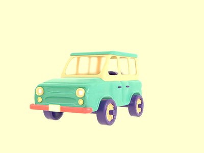 Dream car 3d animation blender building car illustration loop render toy