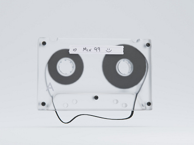 Nostalgia 3d blender cassette clear illustration minimalist mix mixtape radio render transparent