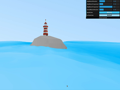 Lighthouse 3d animated animation blender code custom lowpoly shaders threejs wave webgl