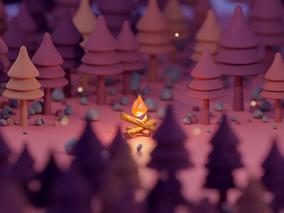 Campfire 3d 3dart animation b3d blender campfire cycles fire forest loop motion nature render