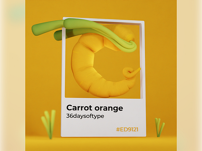 C for Carrot 36daysoftype 3d blender carrot color font illustration lettering pantone render vegetables