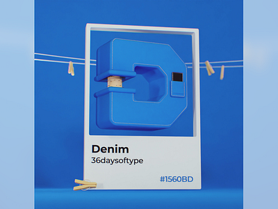 D for Denim 👖 36daysoftype 3dart b3d blender colorful denim designinspiration fashion font jeans lettering pantone typecollect typography