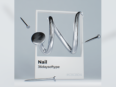 N for Nail 🔨 36daysoftype 3dart 3dillustration b3d blender colorful construction designinspiration diy font illustration lettering nail pantone texture tools typedesign typography
