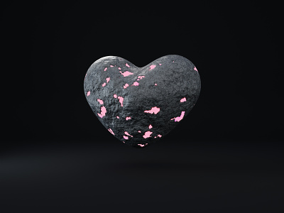 Heart of stone 🤍🖤 3d blender concrete heart illustration render stone