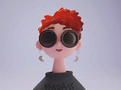 Fun with Faces #01 3d badass blender character girl illustration portrait red hair render woman